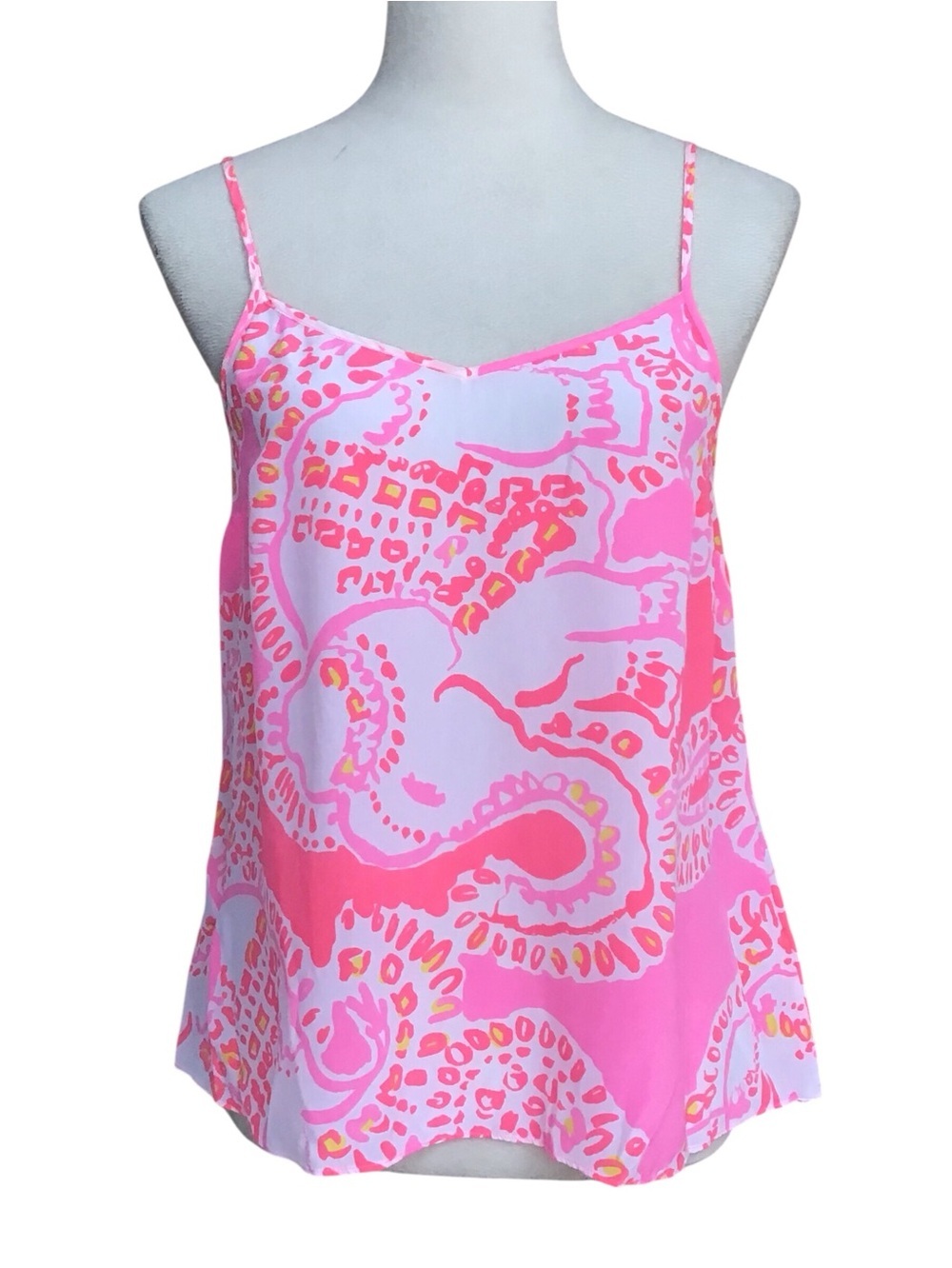 Lilly Pulitzer SILK Hot Coral Trunk In Love Pixie Cami Top Size XS NEW